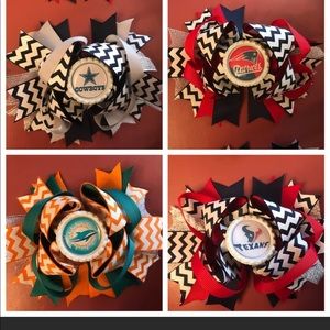 Two Miami Dolphins hairbows